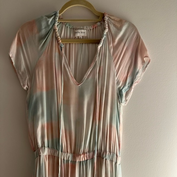 Bella Dahl Raglan Maxi Dress in Peach Fresco Block Print, size: M - Picture 2 of 4